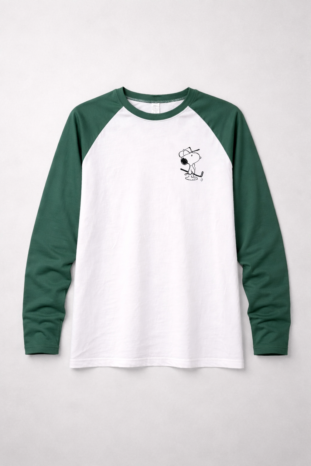 Men’s White & Green Raglan Full Sleeve Graphic T-Shirt