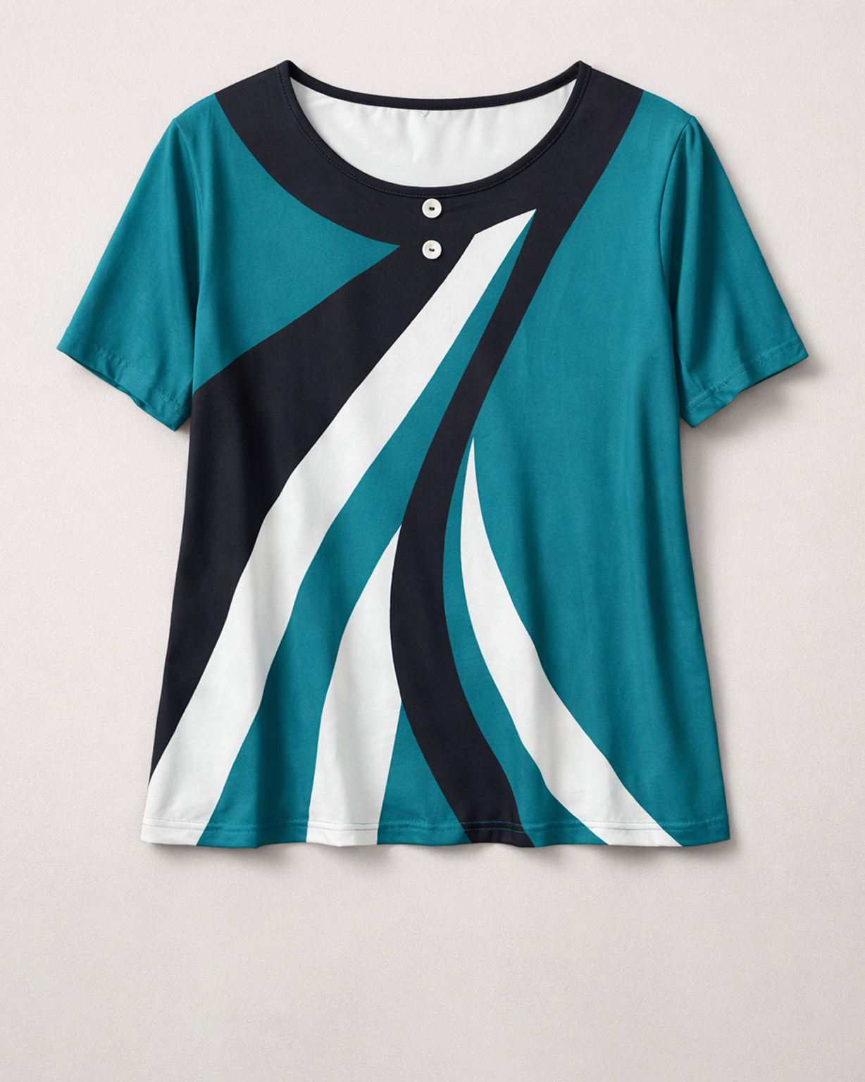 Women’s Teal Color block Short Sleeve Top