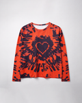 Women’s Red & Black Tie-Dye Heart Print Long Sleeve Top