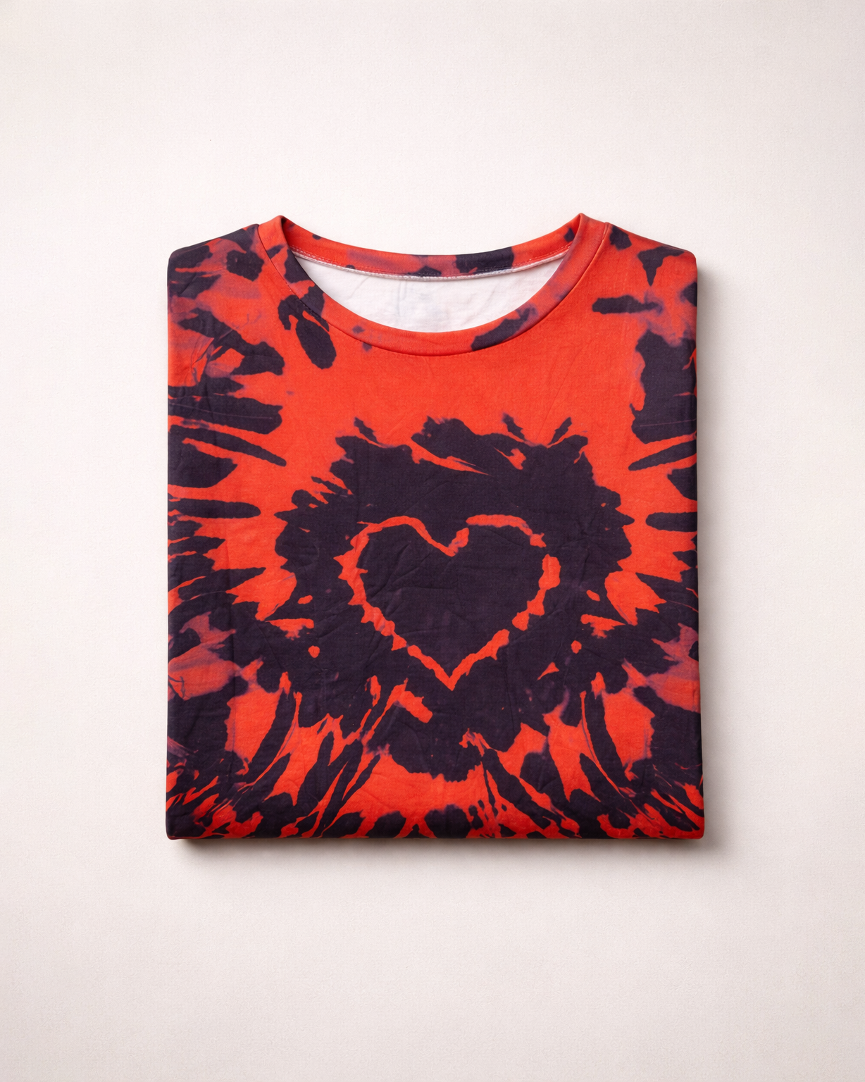 Women’s Red & Black Tie-Dye Heart Print Long Sleeve Top