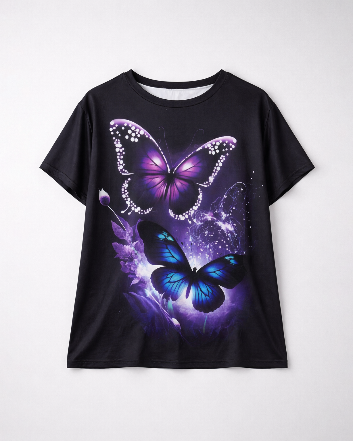 Women’s Black Butterfly Graphic Print Short Sleeve T-Shirt