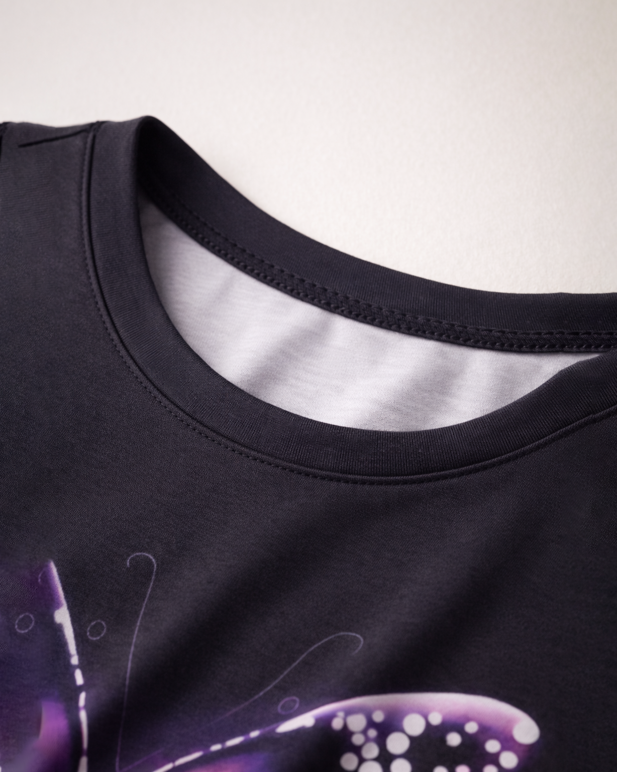 Women’s Black Butterfly Graphic Print Short Sleeve T-Shirt