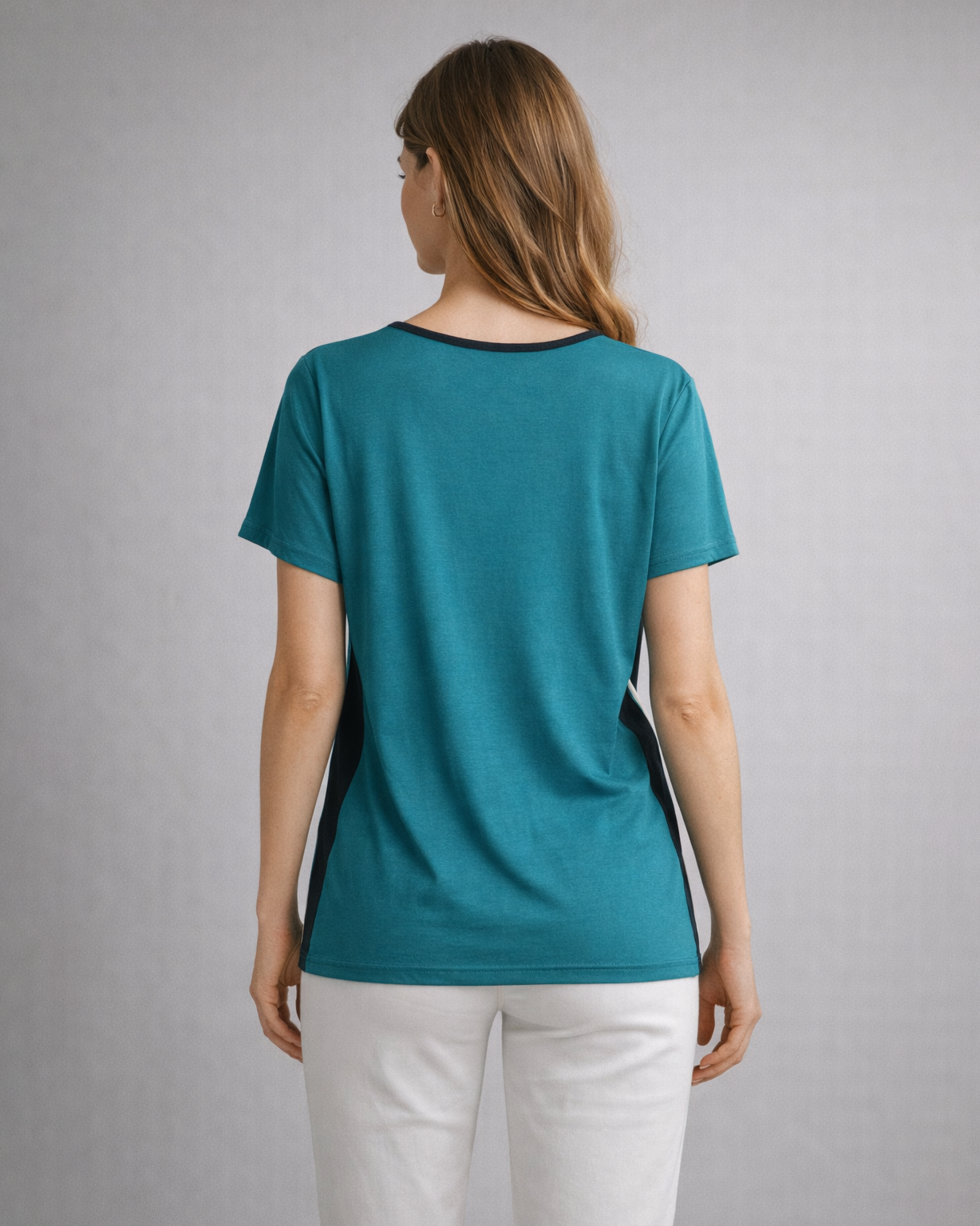 Women’s Teal Color block Short Sleeve Top
