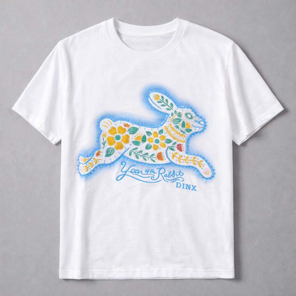 Year of the Rabbit Graphic Crew Neck T-Shirt – White