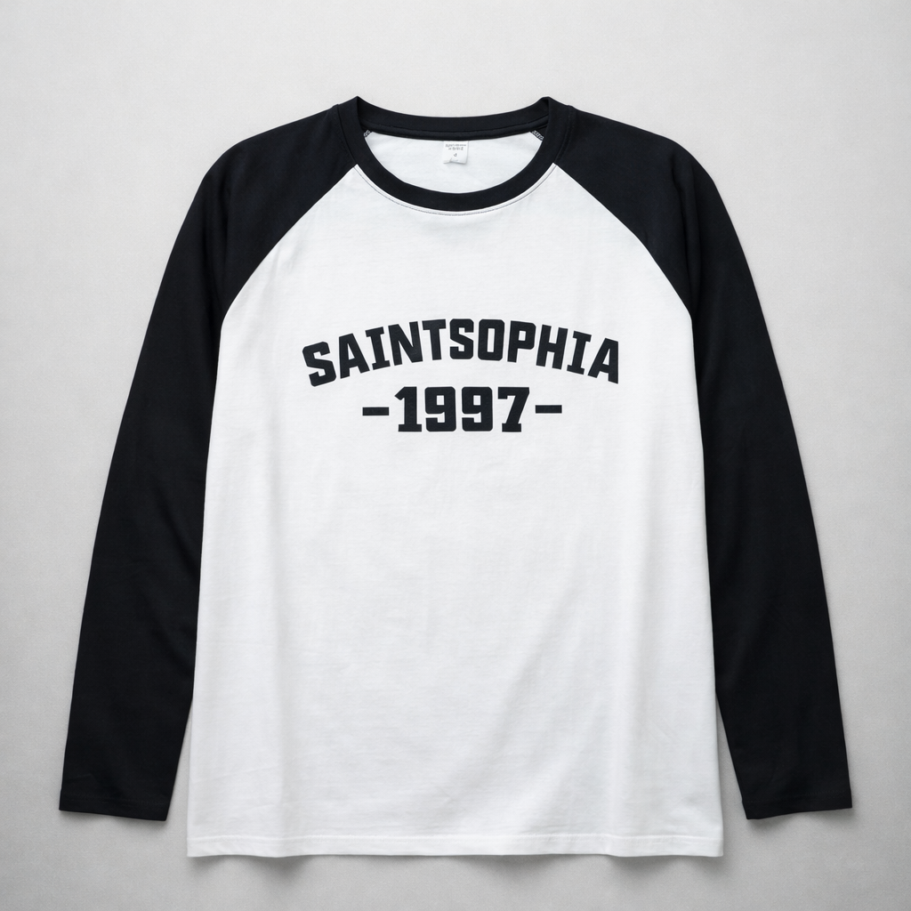 Men’s White & Black Raglan Full Sleeve T-Shirt