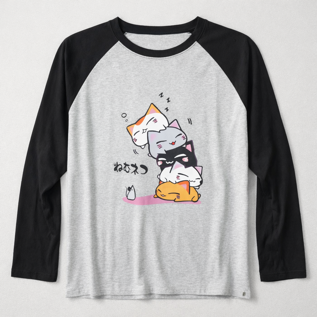 Men’s Grey & Black Raglan Full Sleeve Graphic T-Shirt