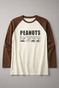 Men’s Cream & Brown Raglan Full Sleeve Graphic T-Shirt