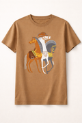 Men’s Brown Embroidered Horse Graphic T-Shirt