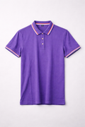 Classic Purple Polo T-Shirt – Premium Cotton | Contrast Stripe Collar