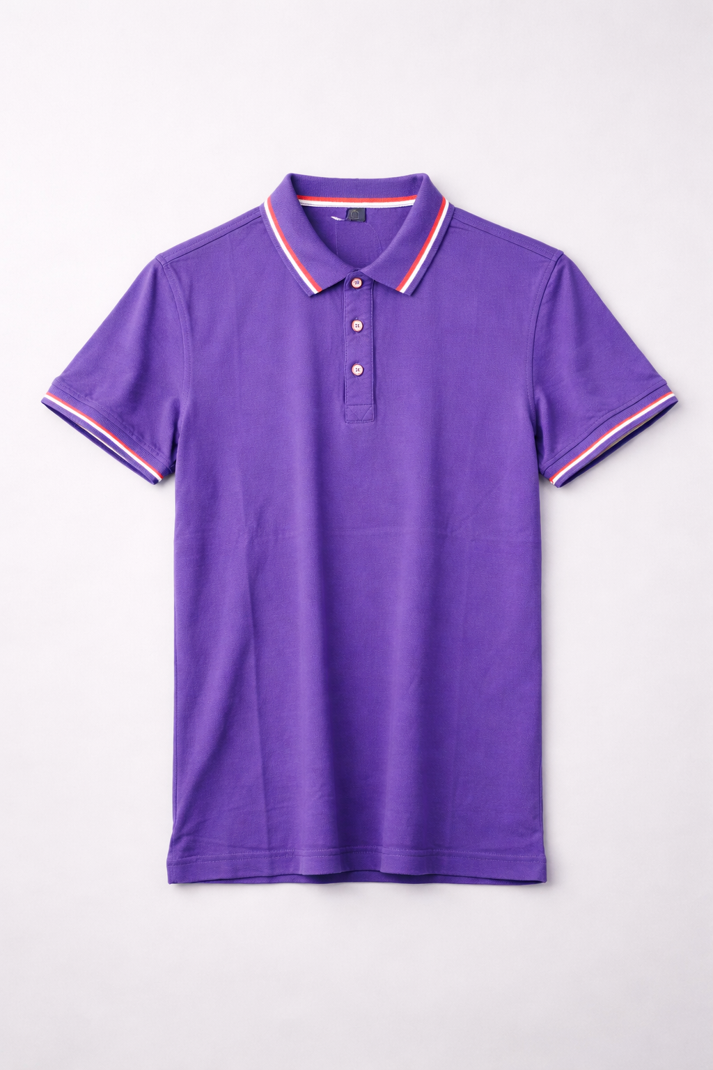 Classic Purple Polo T-Shirt – Premium Cotton | Contrast Stripe Collar