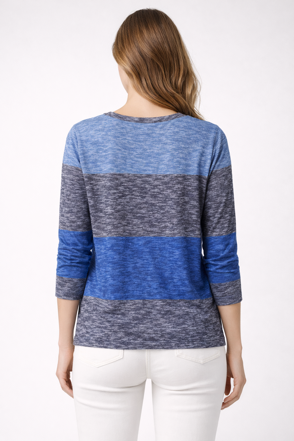Women’s Blue Color block Long Sleeve Top