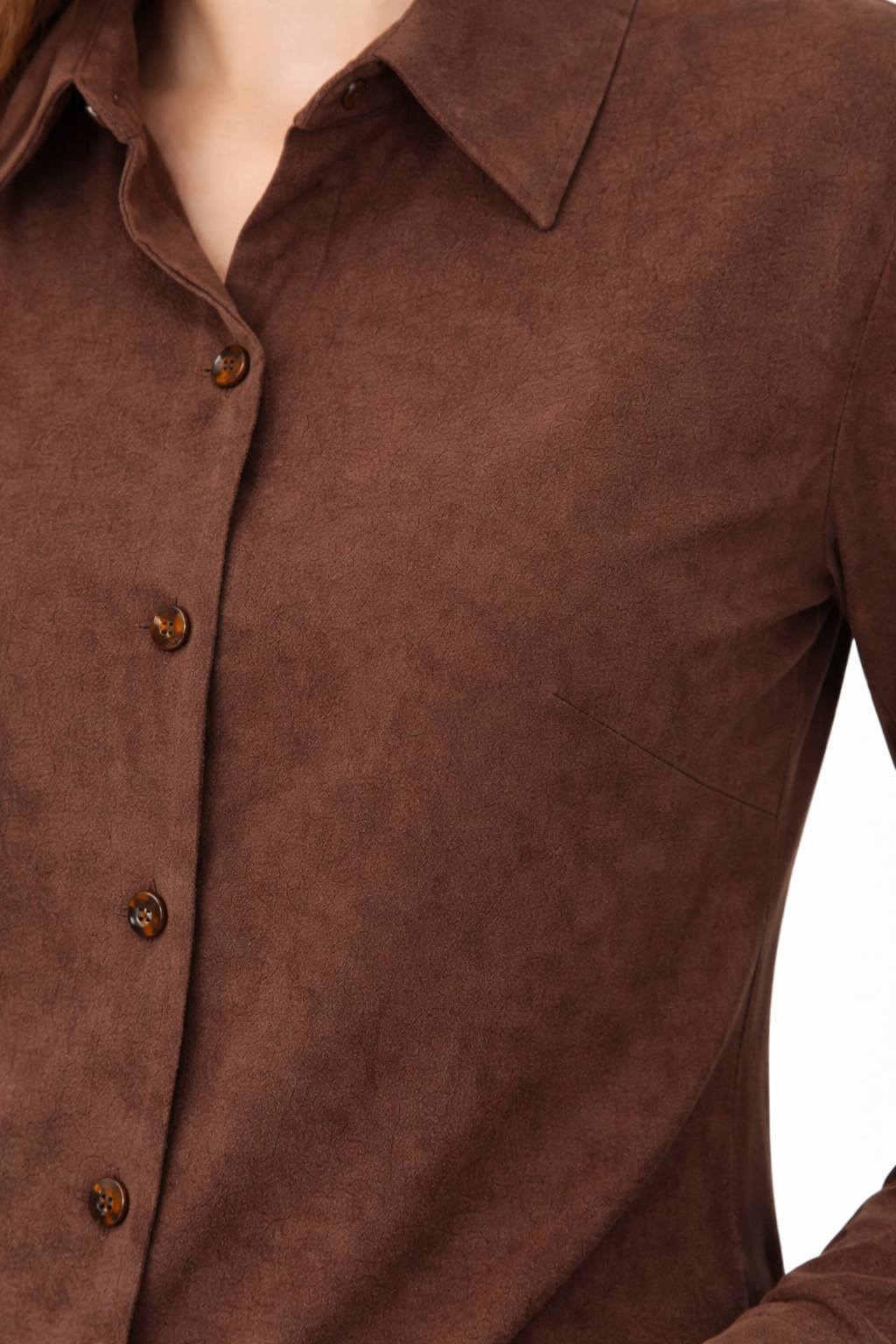 Women’s Classic Button-Down Shirt – Brown
