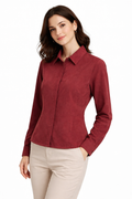 Wine Red Tailored Women’s Formal Shirt