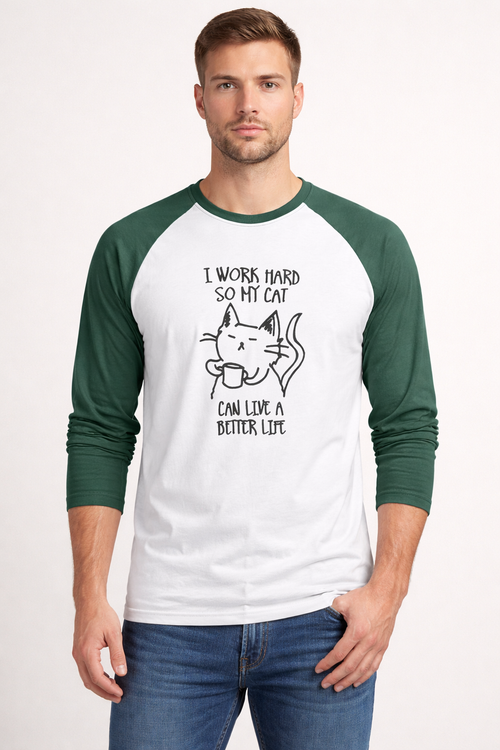 Funny Cat Raglan Long Sleeve T-Shirt