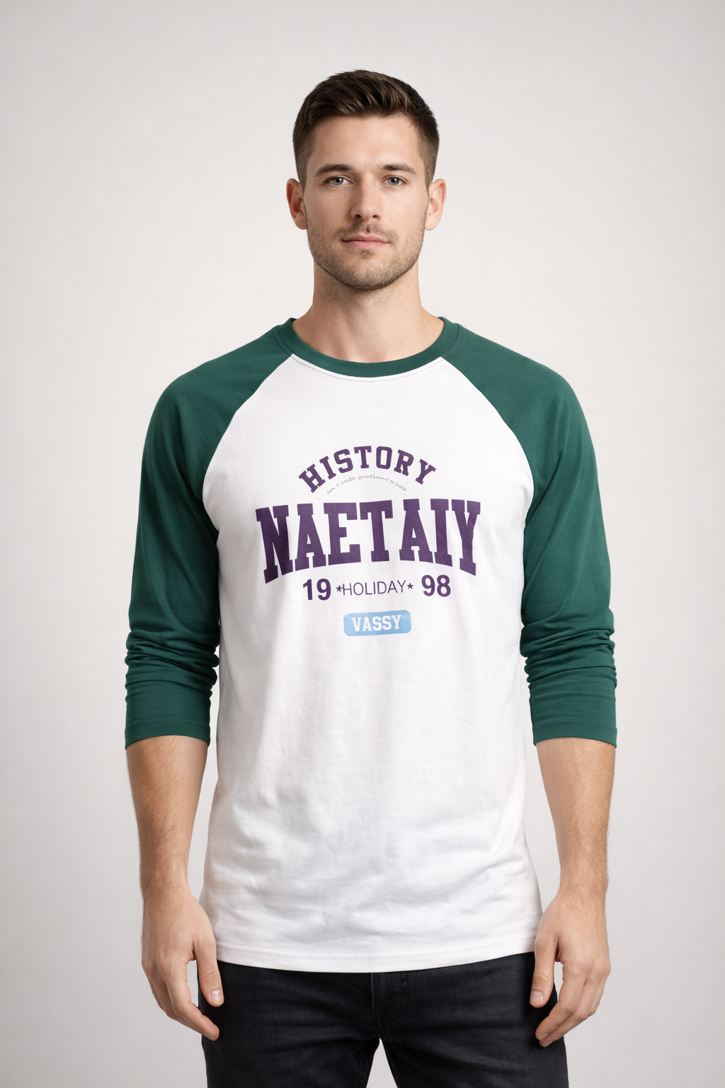 Vintage History Graphic Raglan T-Shirt – Green Sleeve Long Sleeve Tee