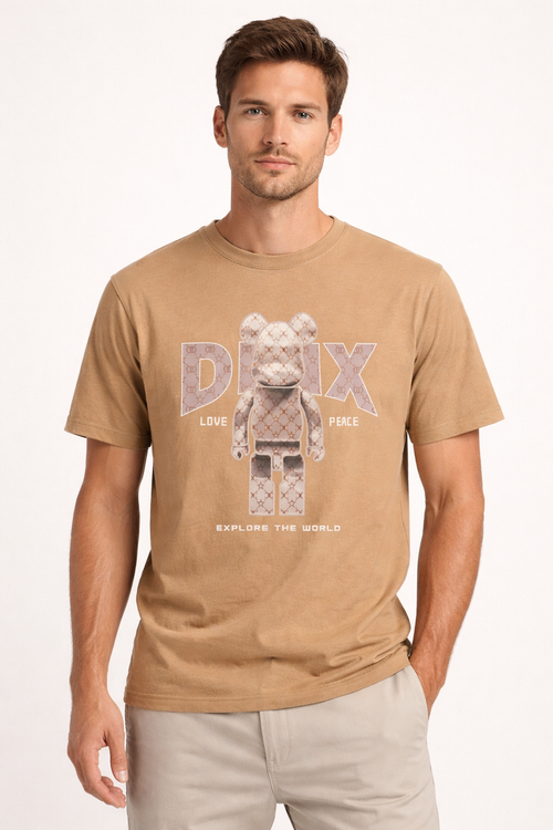 DINX Bear Graphic Crew Neck T-Shirt