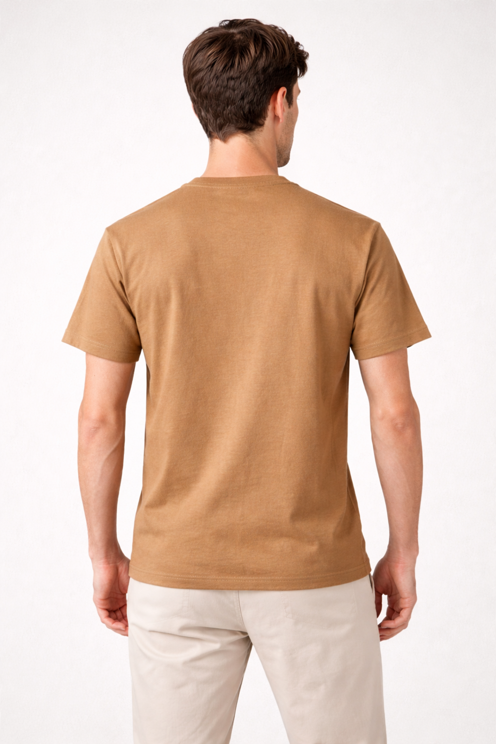 Embroidered Horse & Lily Graphic Crew Neck T-Shirt – Camel Brown