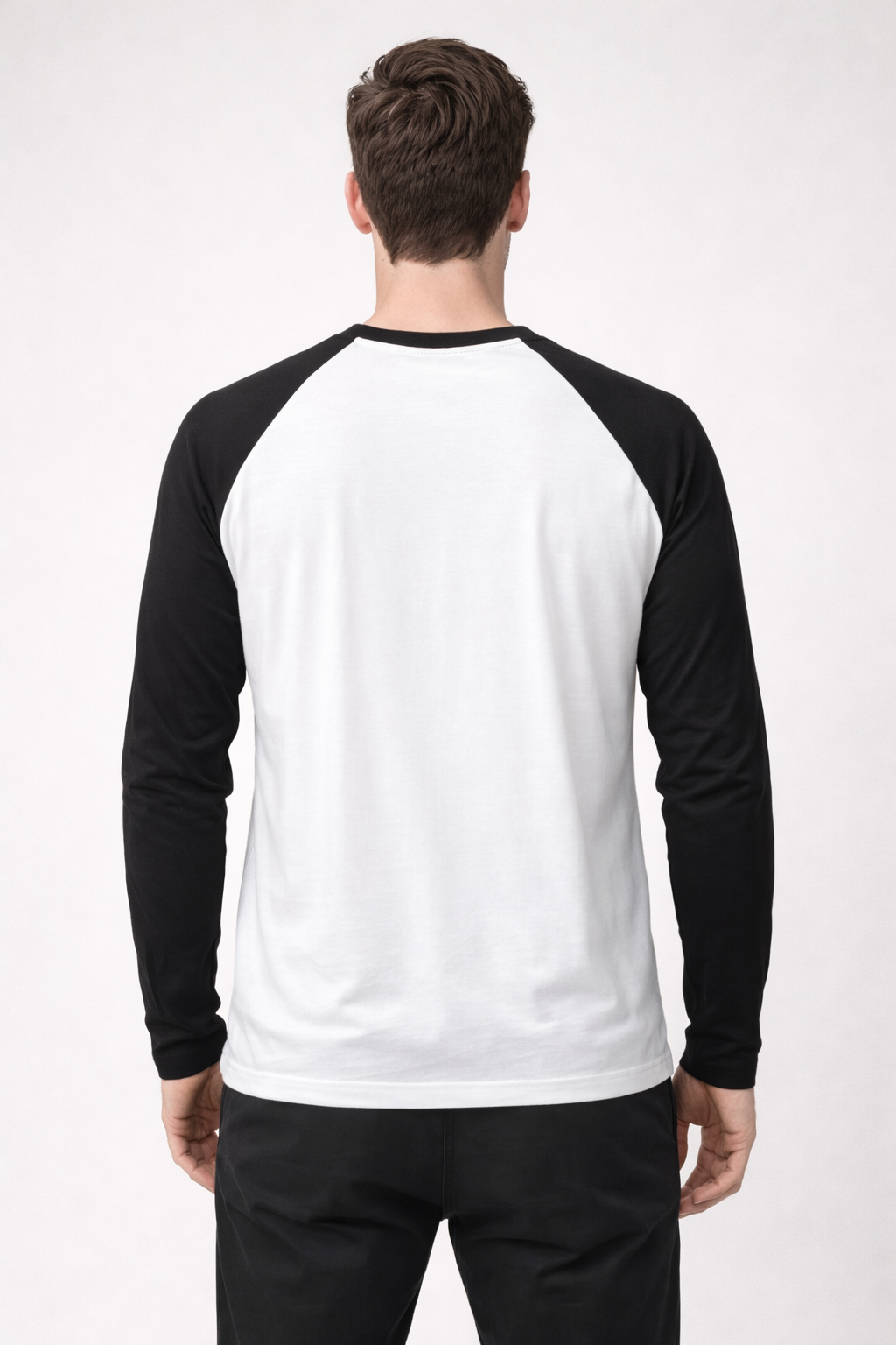 Men’s White & Black Raglan Full Sleeve T-Shirt