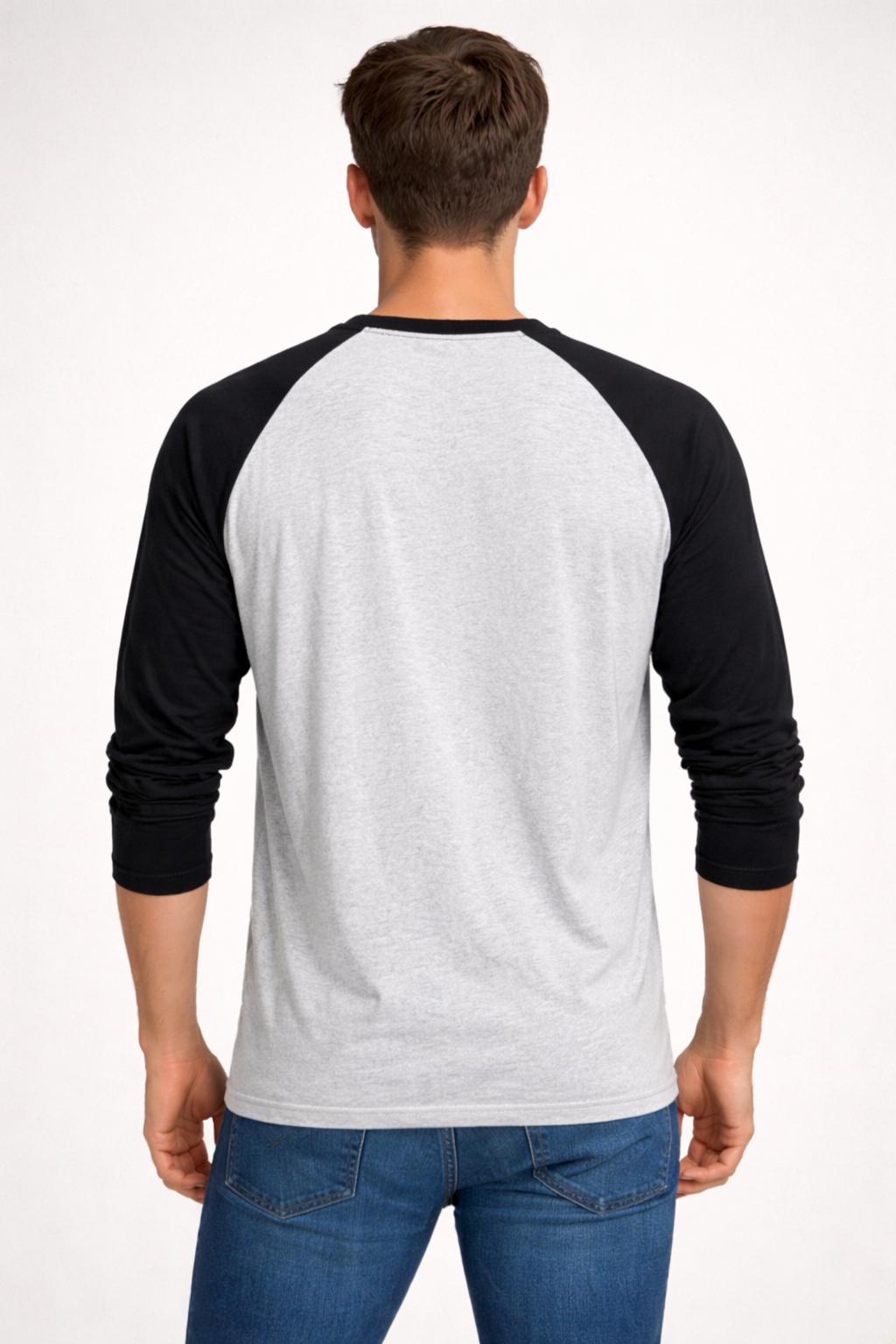 Men’s Grey & Black Raglan Full Sleeve Graphic T-Shirt