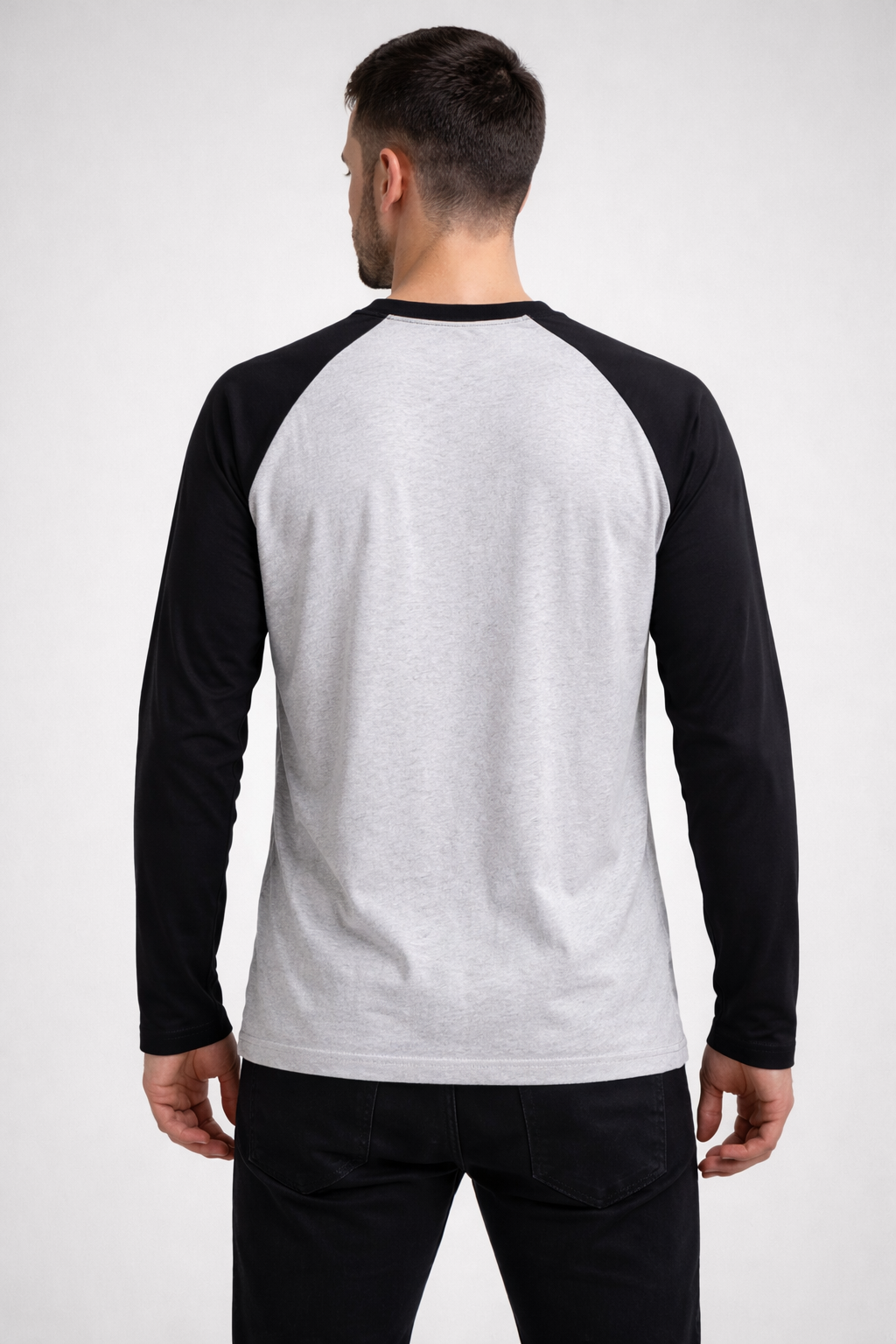 Vintage History Graphic Raglan T-Shirt – Grey & Black Long Sleeve Tee