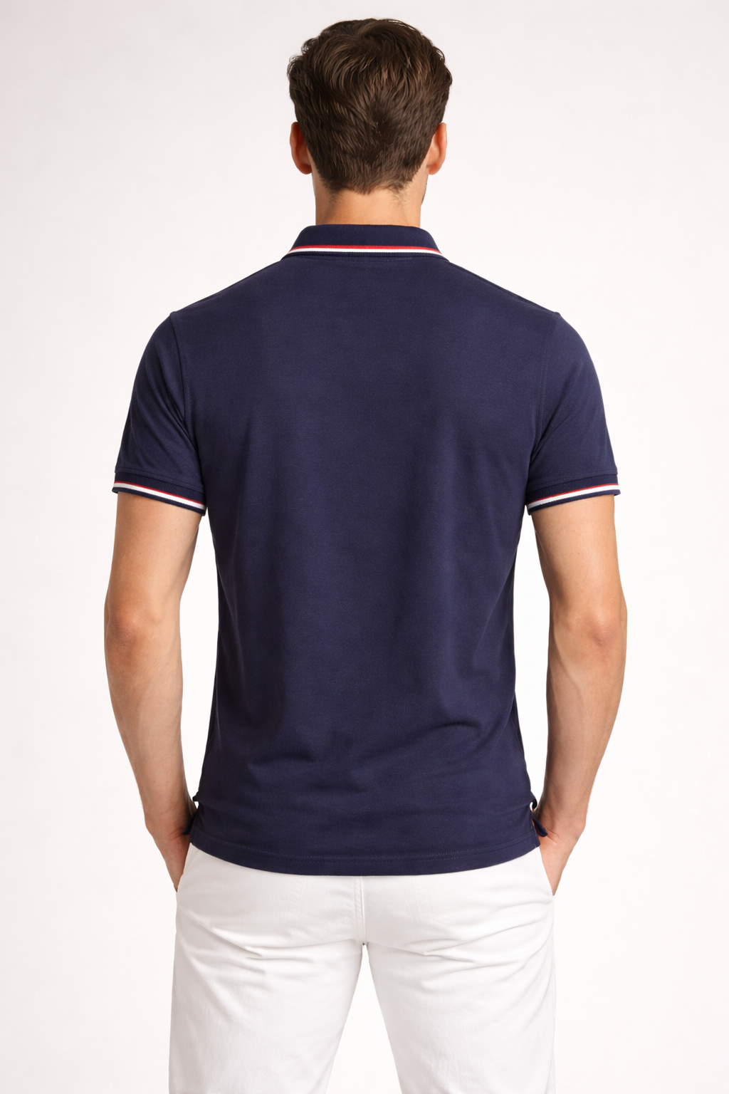 Classic Navy Blue Polo T-Shirt – Premium Cotton | Contrast Collar