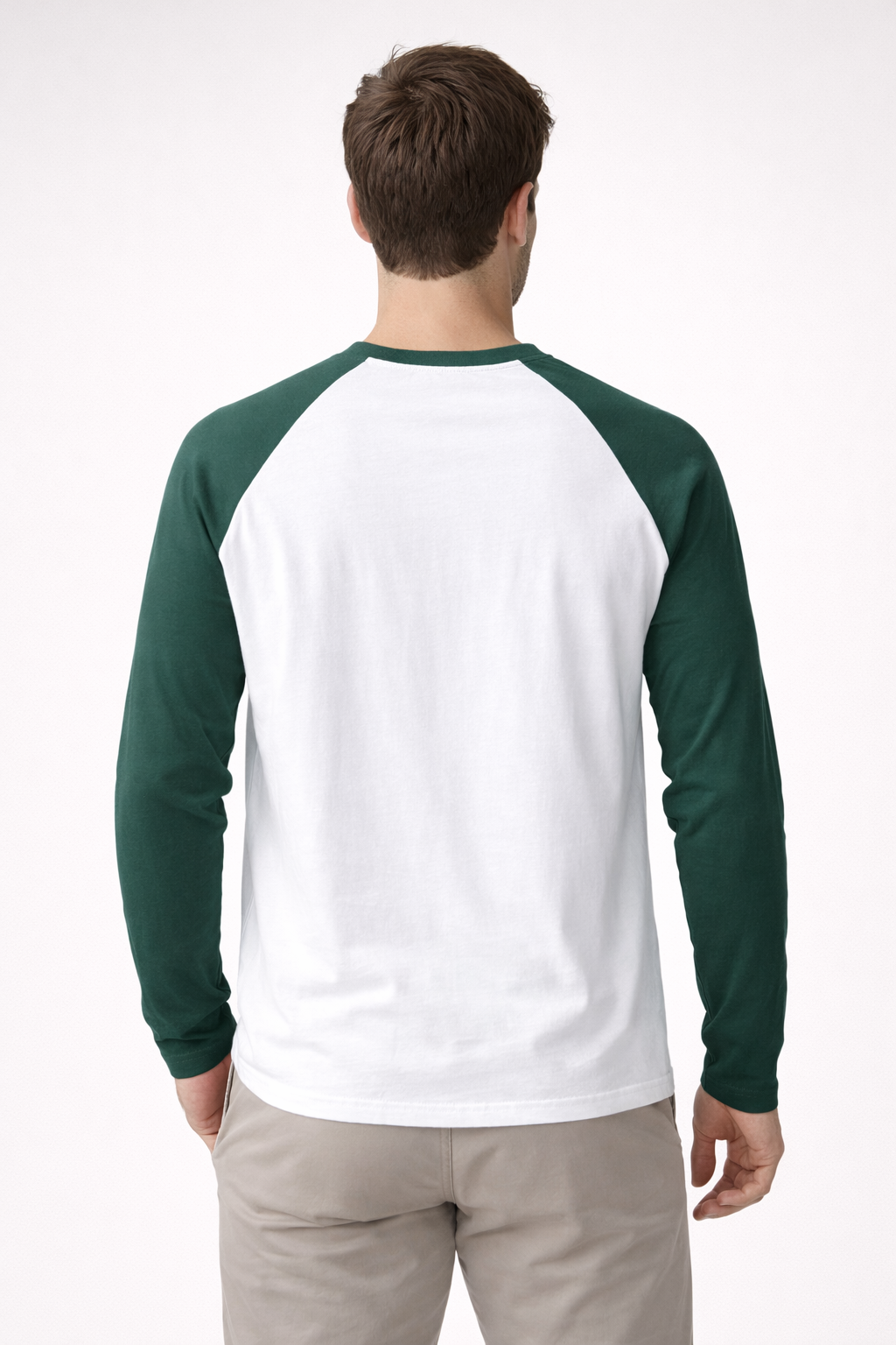 Cute Cat Graphic Raglan Long Sleeve T-Shirt – White & Green