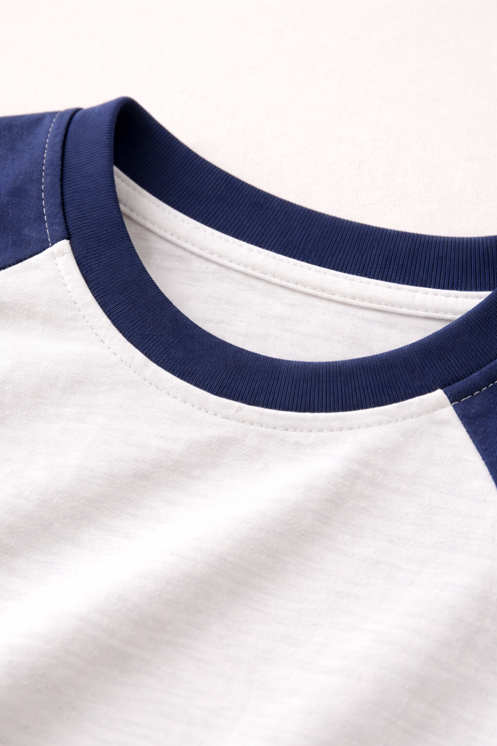 Men’s White & Navy Blue Raglan Full Sleeve Text Print T-Shirt