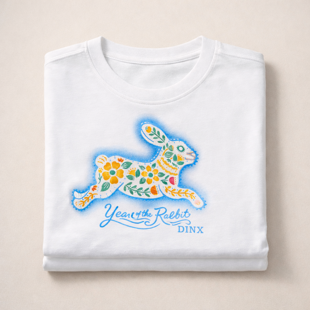 Year of the Rabbit Graphic Crew Neck T-Shirt – White