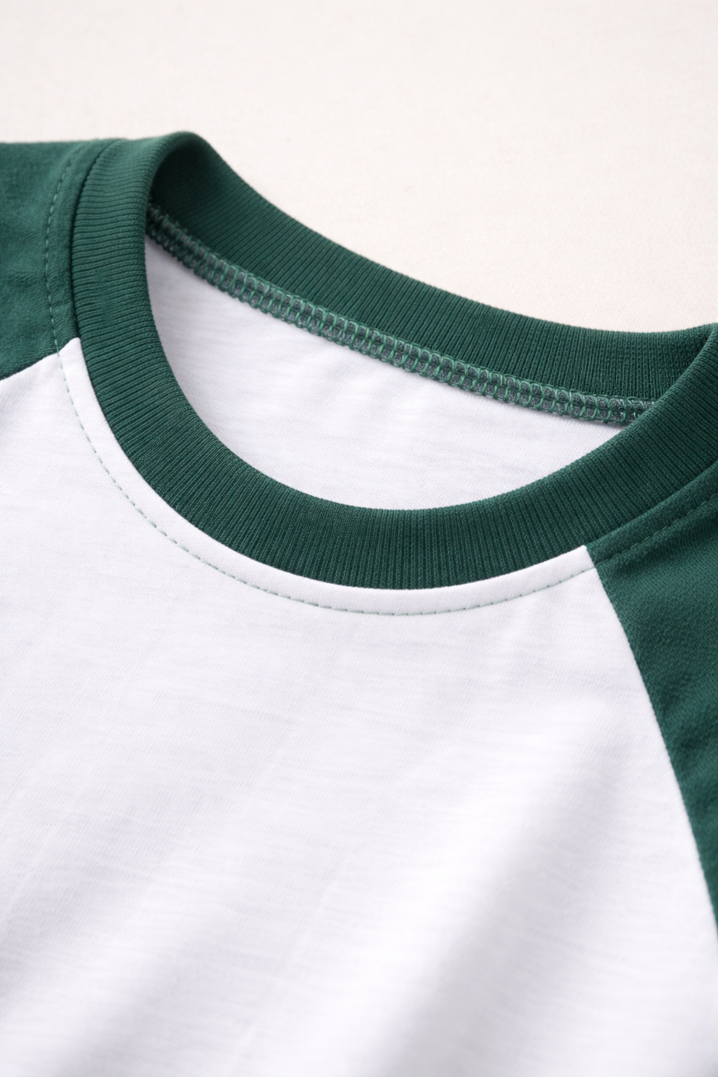 Cute Cat Graphic Raglan Long Sleeve T-Shirt – White & Green