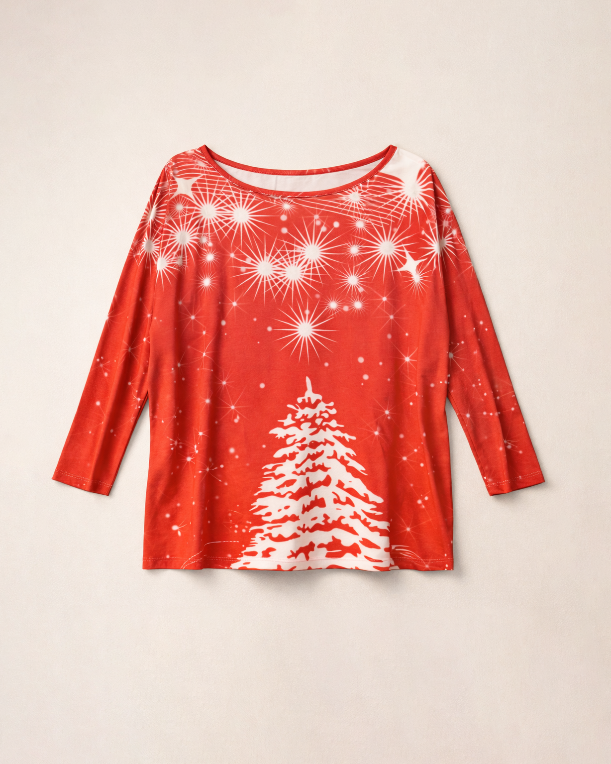 Women’s Red Festive Print Top