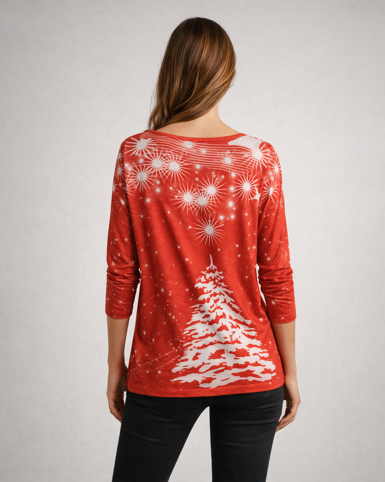 Women’s Red Festive Print Top