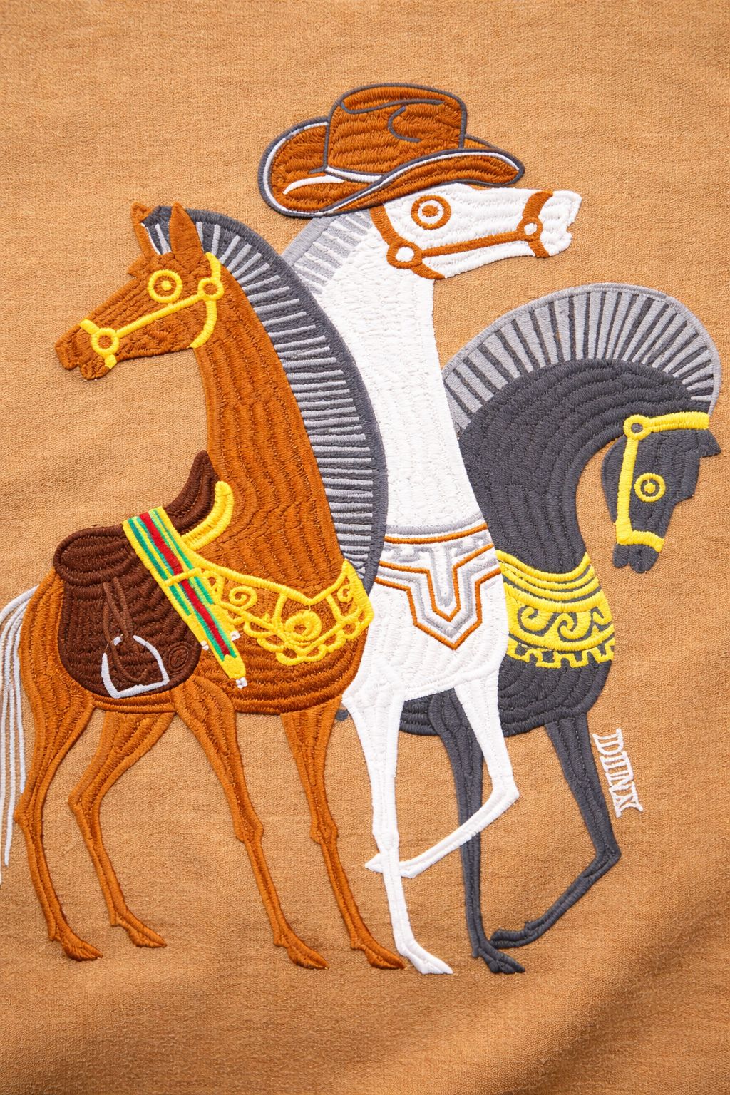 Men’s Brown Embroidered Horse Graphic T-Shirt