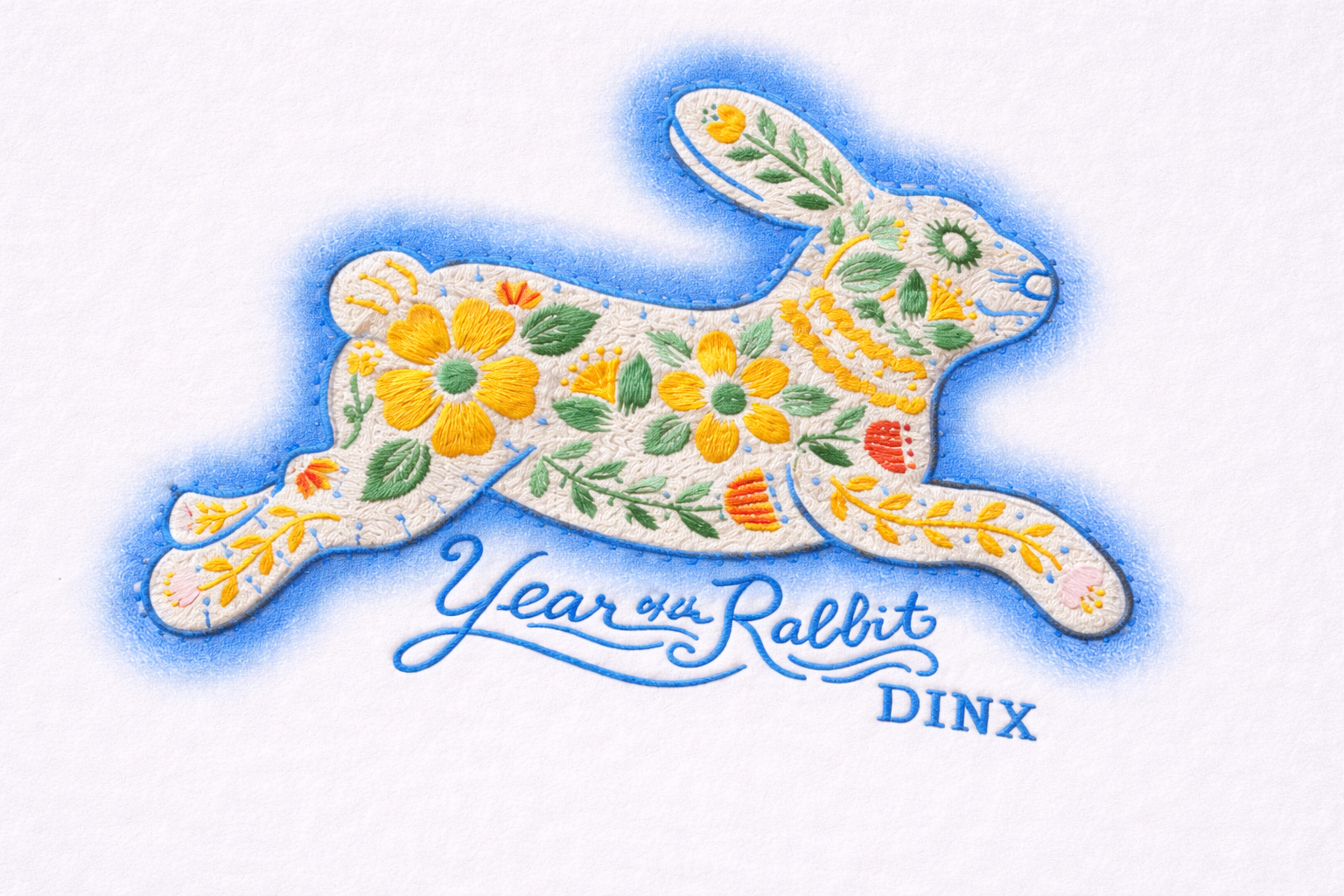 Year of the Rabbit Graphic Crew Neck T-Shirt – White