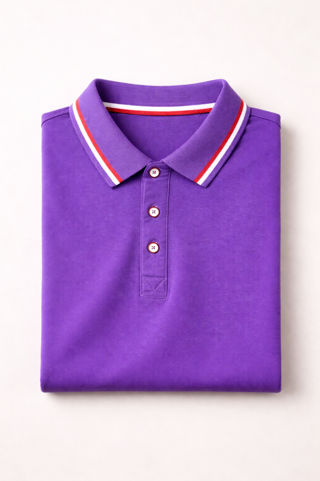 Classic Purple Polo T-Shirt – Premium Cotton | Contrast Stripe Collar