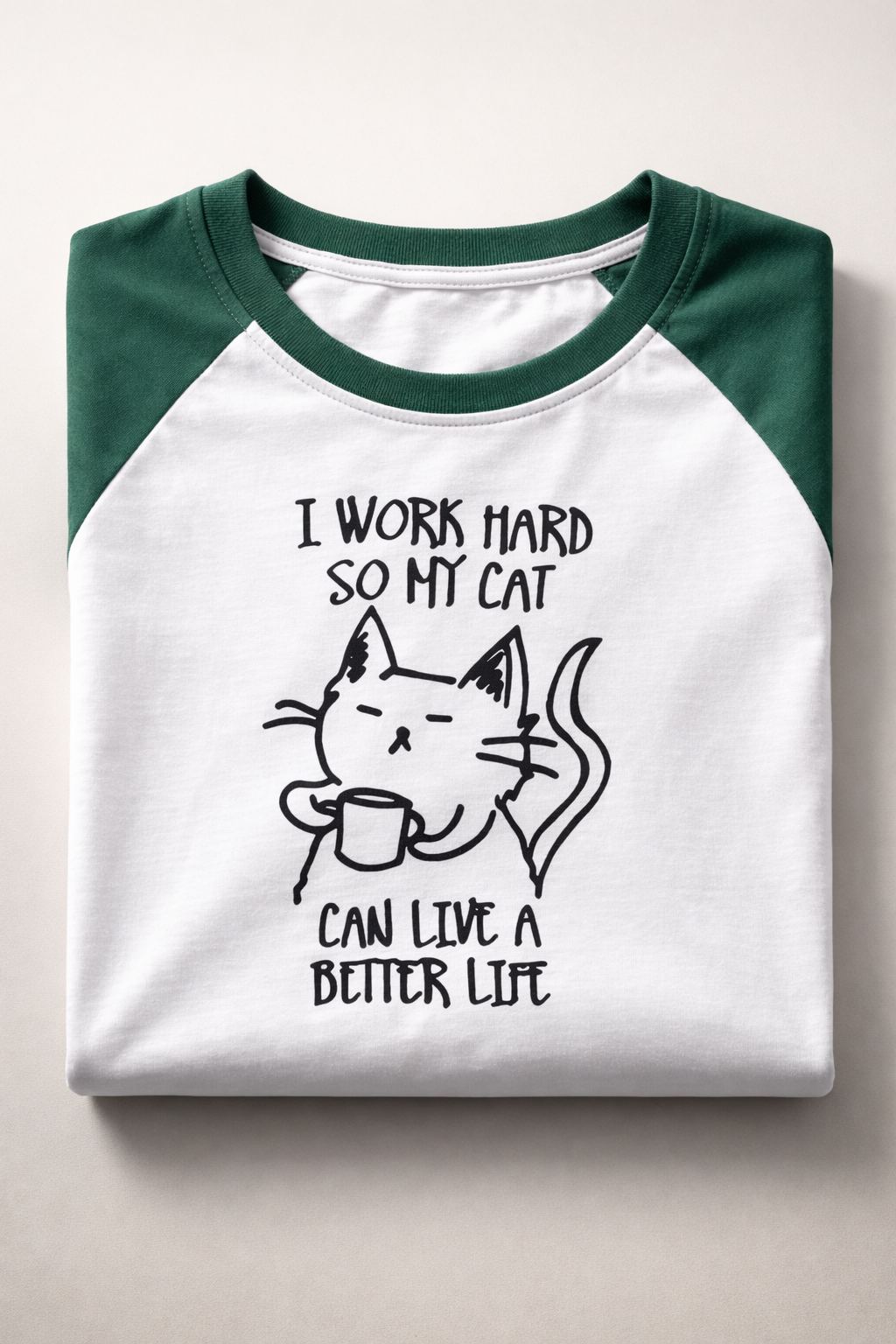 Funny Cat Raglan Long Sleeve T-Shirt