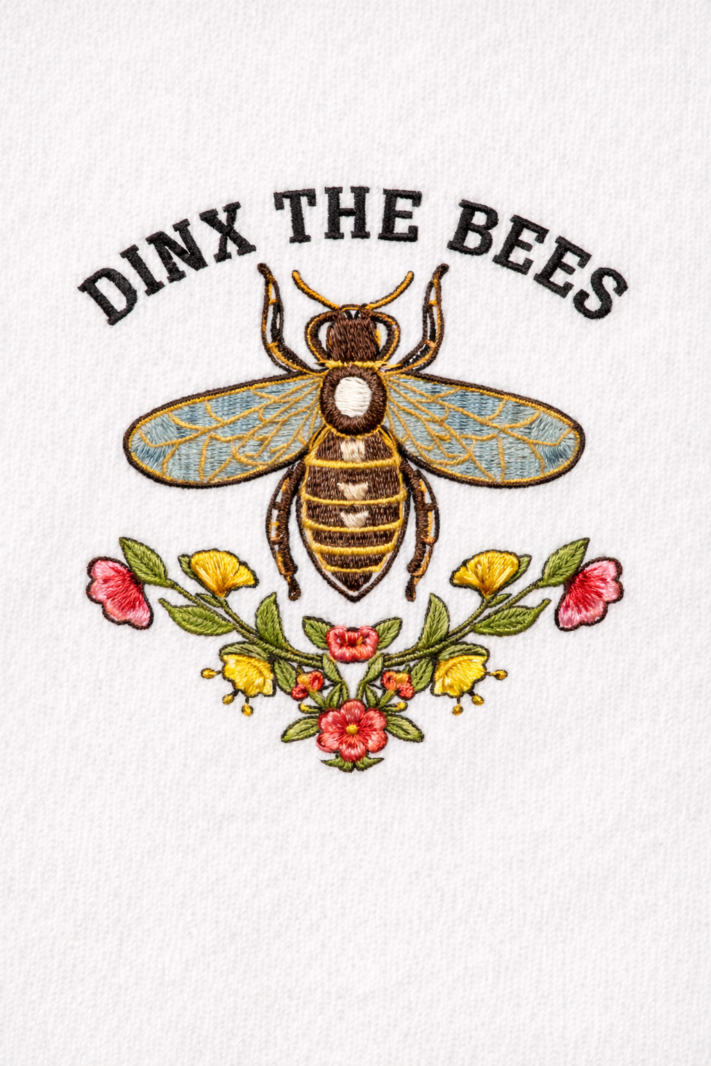 Dinx The Bees Embroidered Graphic T-Shirt – White
