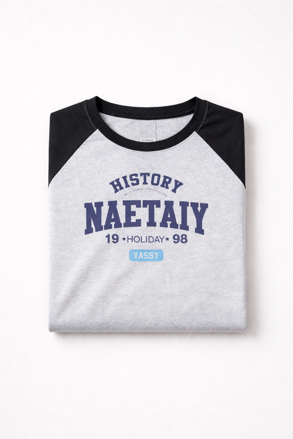 Vintage History Graphic Raglan T-Shirt – Grey & Black Long Sleeve Tee