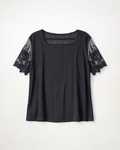 Women’s Black Lace Sleeve Textured Top