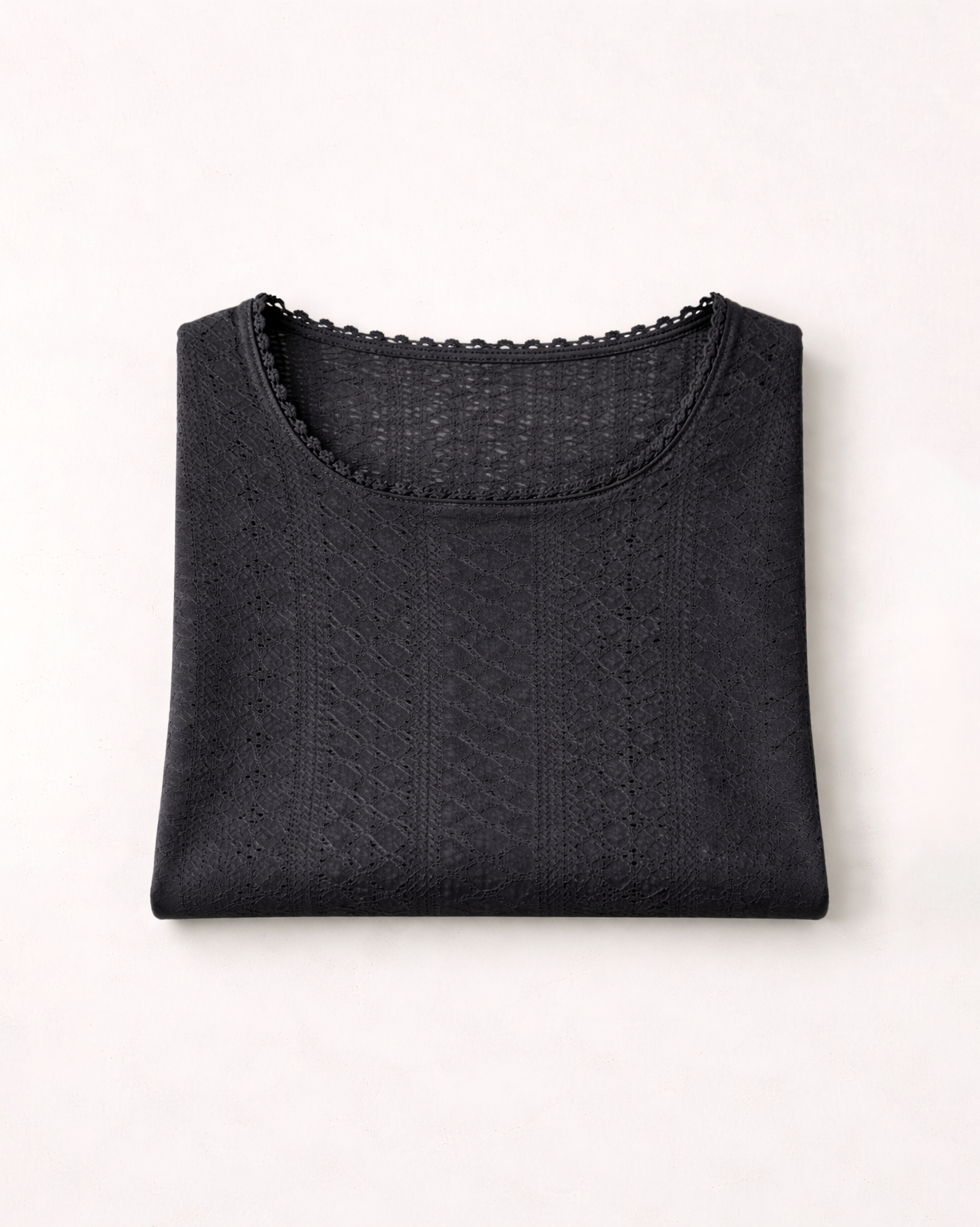 Women’s Black Lace Sleeve Textured Top