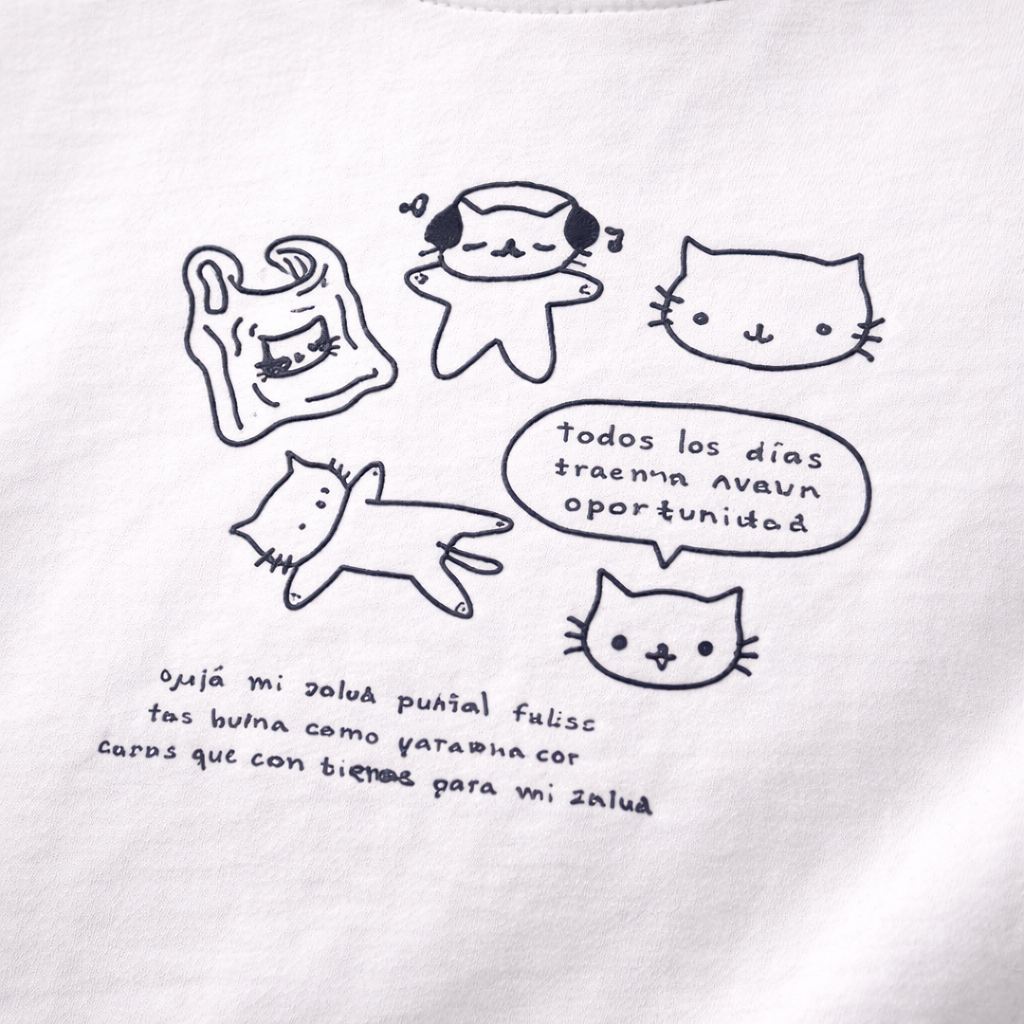 Cute Cat Graphic Raglan Long Sleeve T-Shirt – White & Green