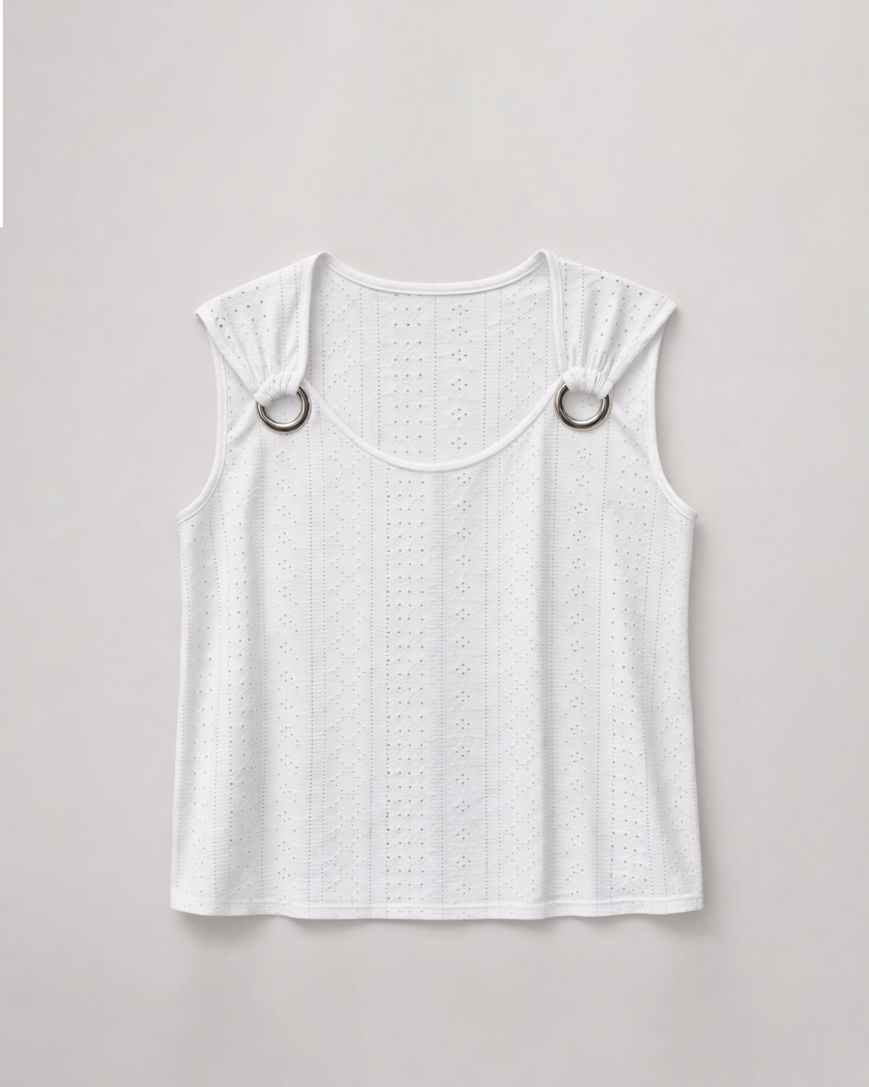 Women’s White Sleeveless Eyelet Top