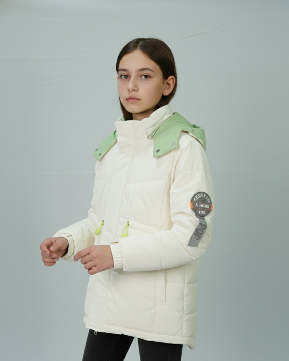 Balayuyan Winter Jacket – Ivory with Mint Accents
