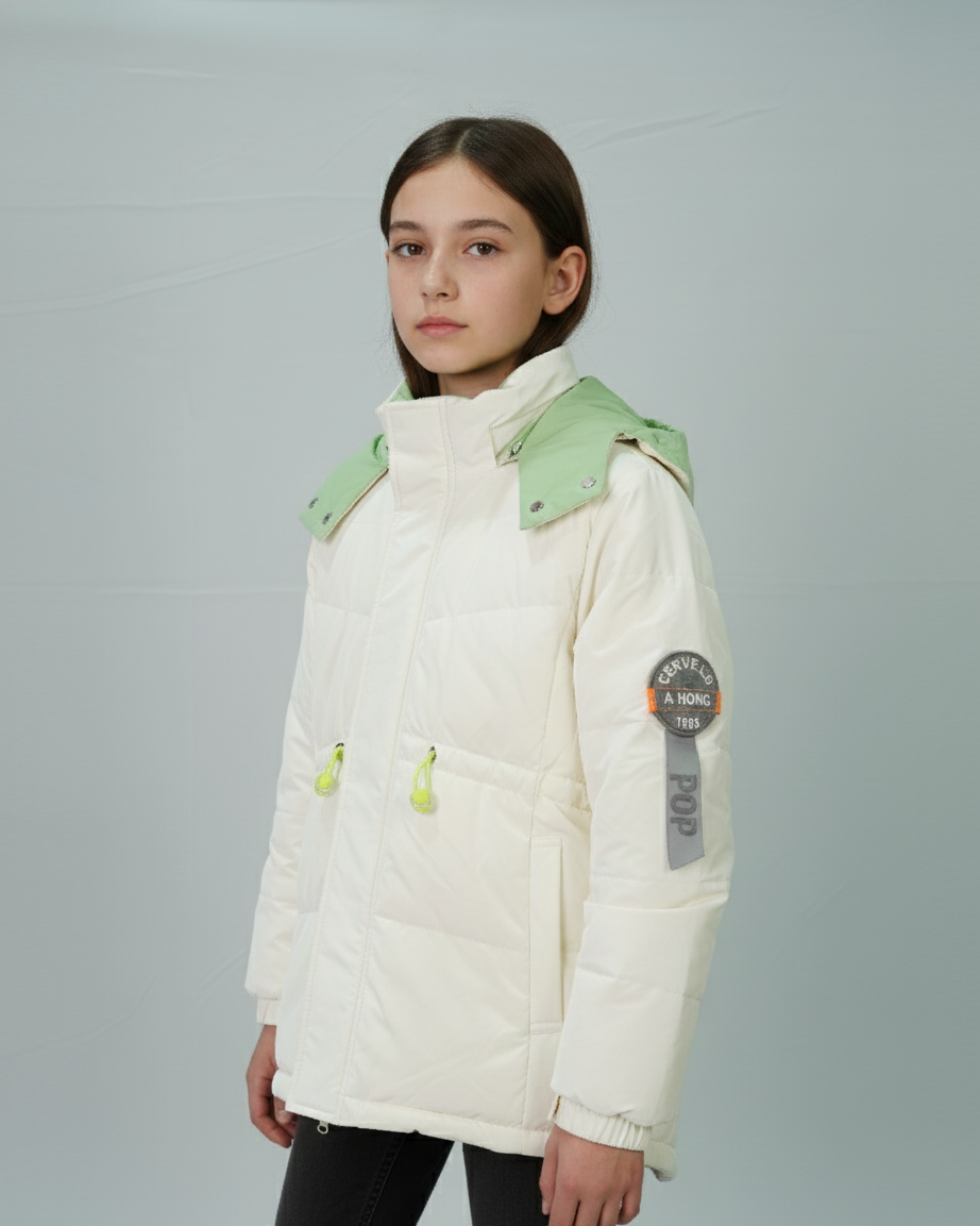 Balayuyan Winter Jacket – Ivory with Mint Accents