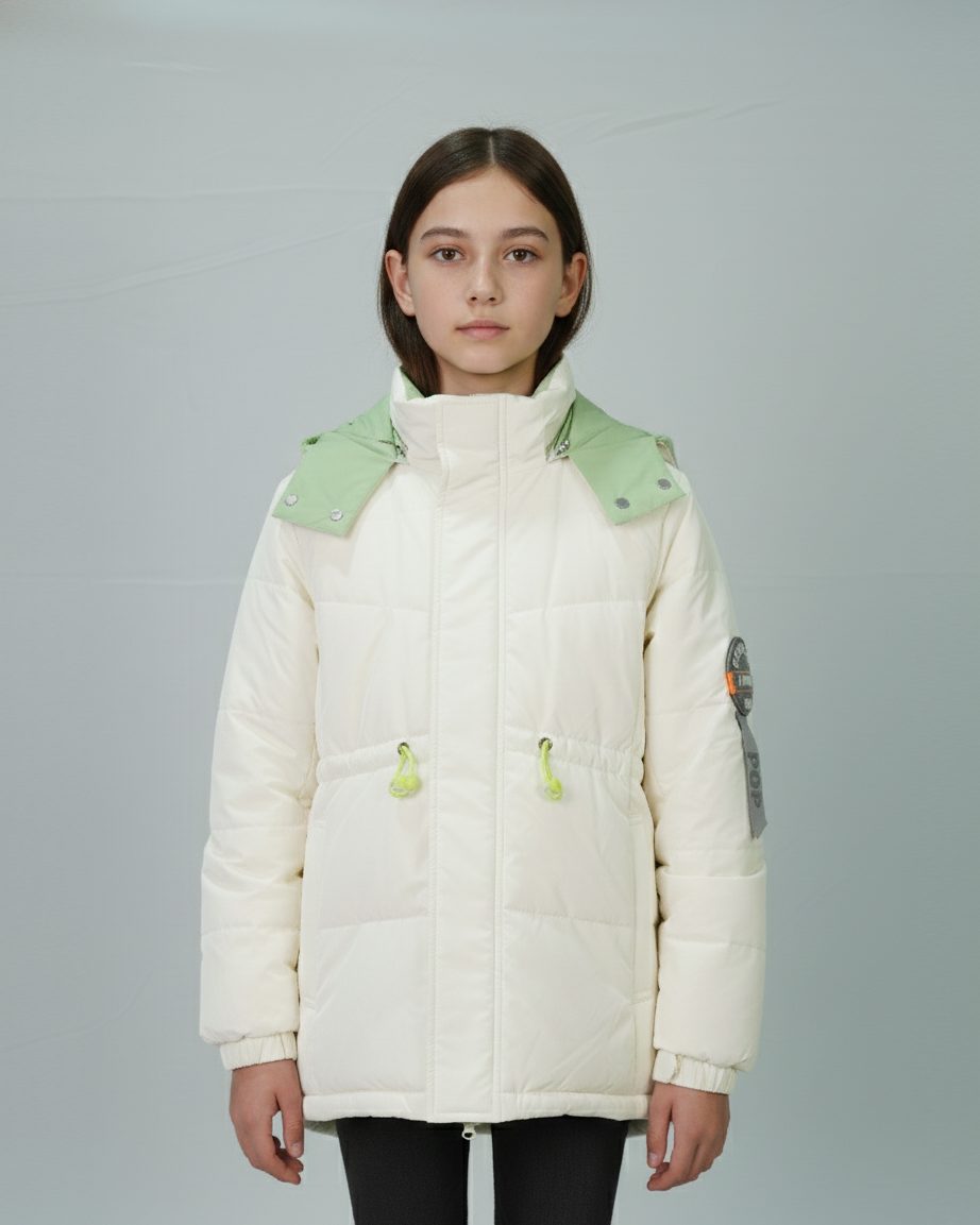 Balayuyan Winter Jacket – Ivory with Mint Accents