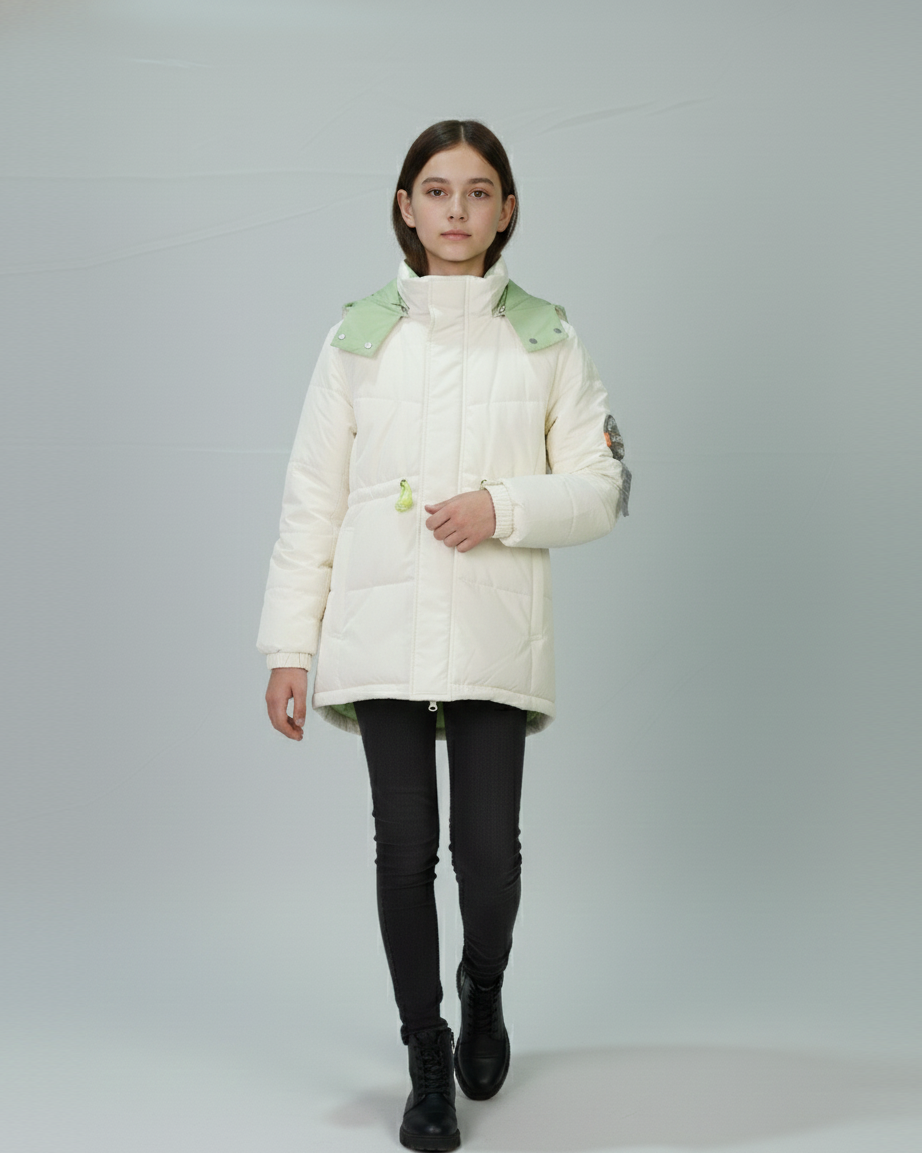 Balayuyan Winter Jacket – Ivory with Mint Accents