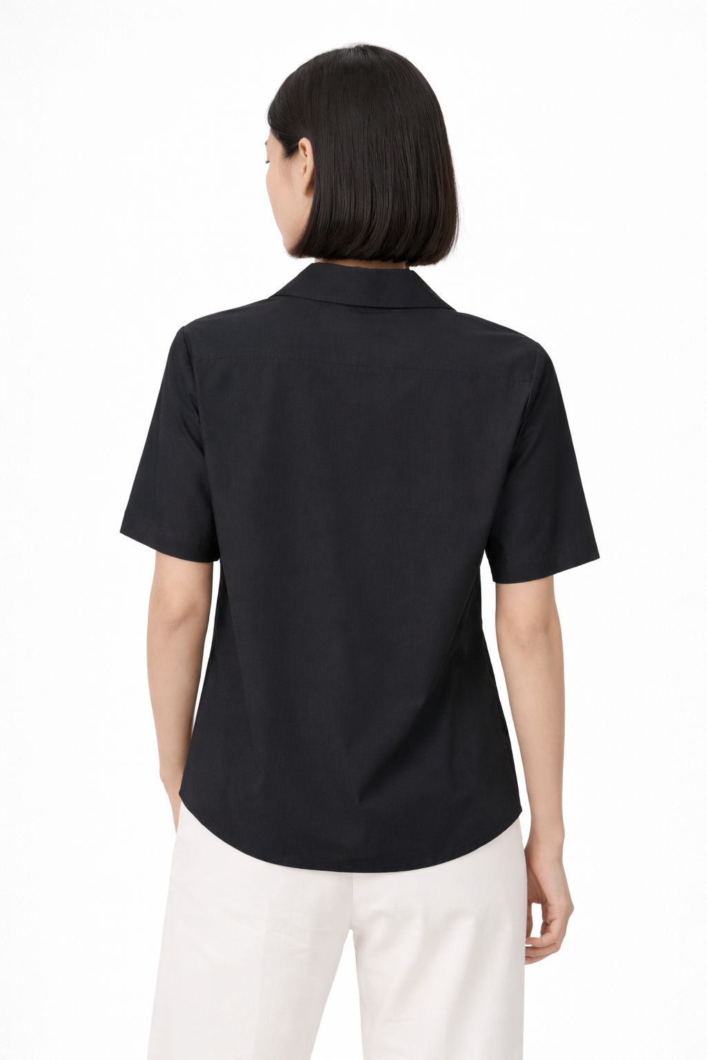 Women’s Black Short-Sleeve Tailored Shirt