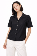 Women’s Black Short-Sleeve Tailored Shirt