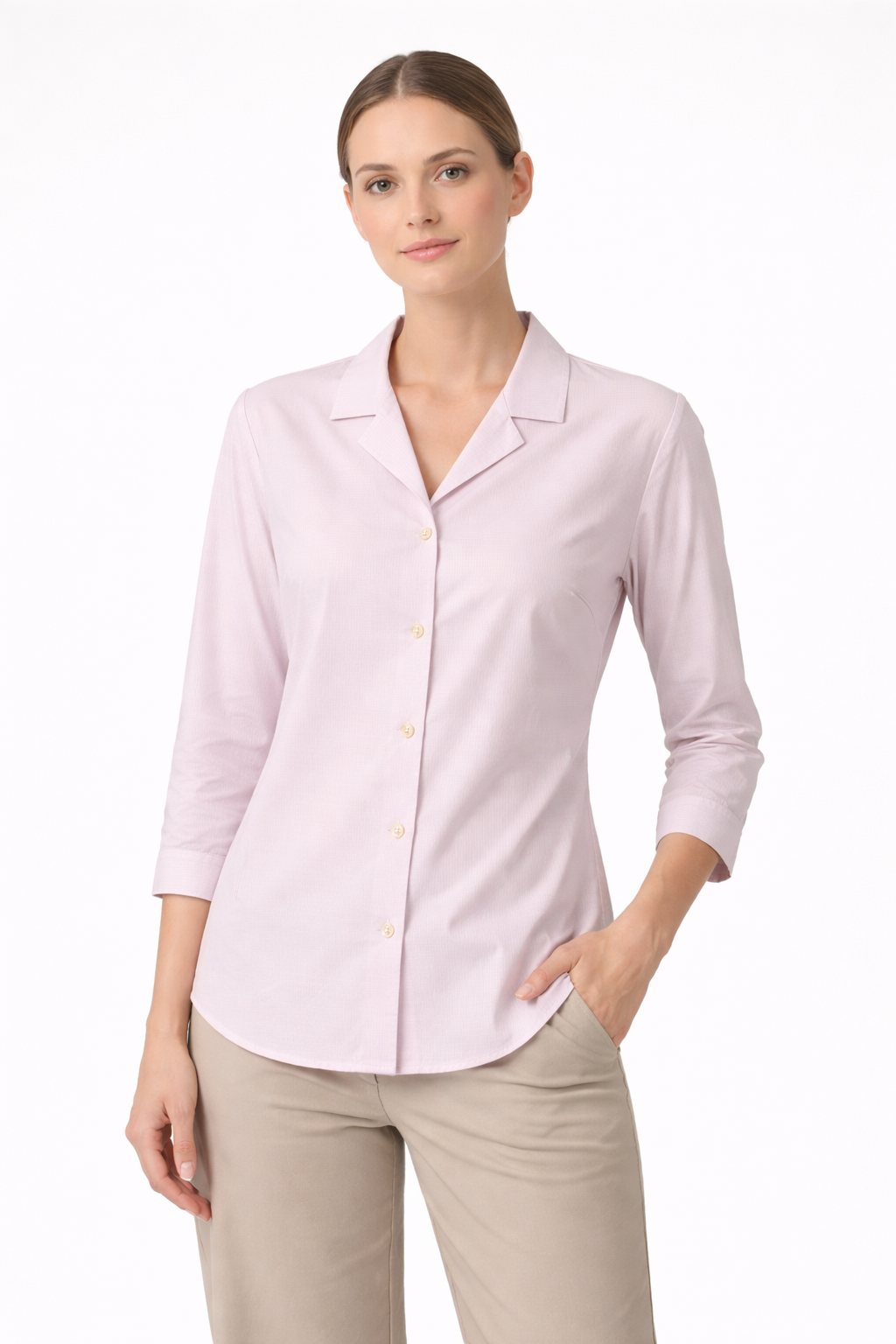 Women’s Blush Pink Textured Cotton Shirt