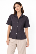 Women’s Tailored Short-Sleeve Button-Down Shirt – Charcoal Grey