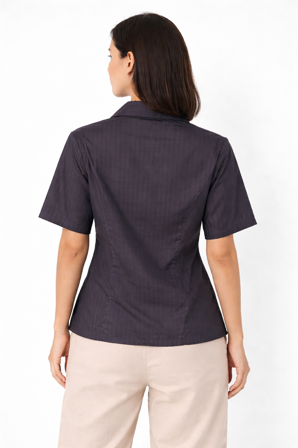 Women’s Tailored Short-Sleeve Button-Down Shirt – Charcoal Grey